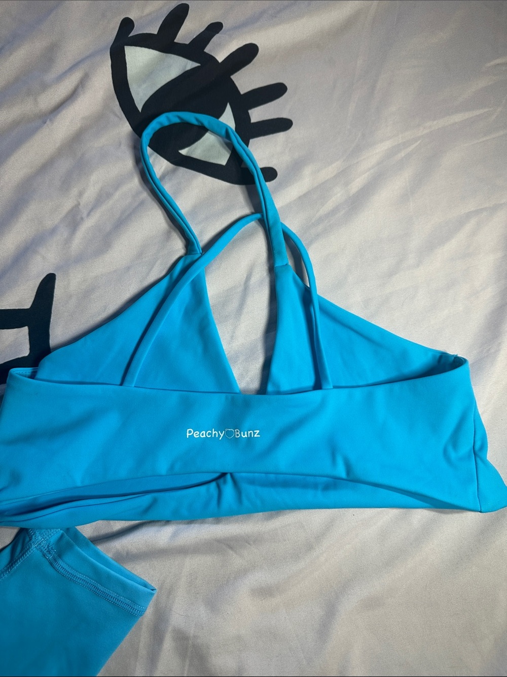 Blue Ruched Leggings and Strappy Crop Top Set - Women - Picture 2 of 3